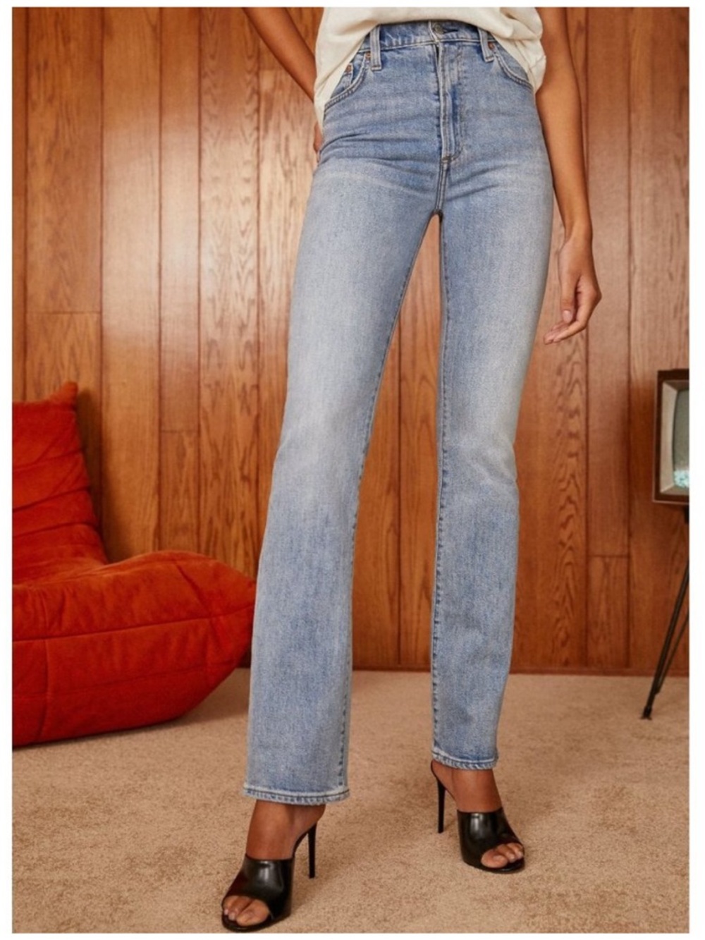 Denim Forum Light Blue Straight Leg Women's Jeans